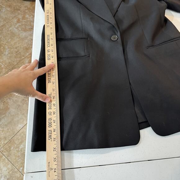 Banana Republic Sculpted Fit Italian Wool Blazer Sz 16L Tall Black Corporate - Picture 12 of 16
